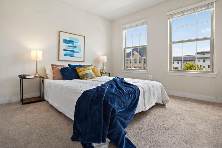 Staged secondary bedroom after professional home staging at 5722 Richmanor Terrace Upper Marlboro Maryland by Harvard Home Services