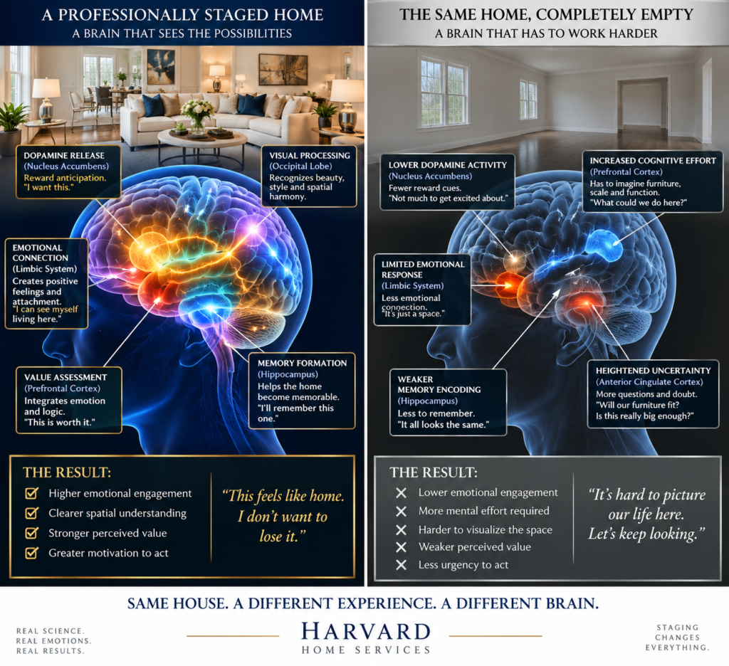 Neuroscience of home staging in Washington DC, staged home versus empty home buyer psychology by Harvard Home Services