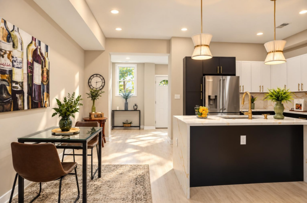 Professionally staged living room at 3220 Warder Street NW Washington DC by Harvard Home Services