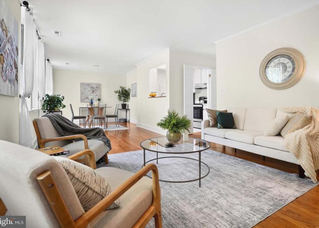 Staged living and dining area at 233 Kentucky Avenue SE Capitol Hill Washington DC, home staging Washington DC by Harvard Home Services